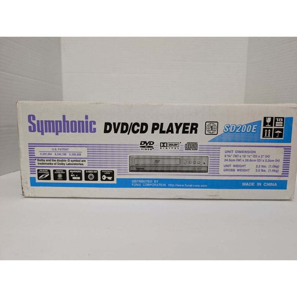 Symphonic SD200E DVD CD Player with Box Vintage Electronics Dolby Digital new